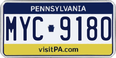 PA license plate MYC9180