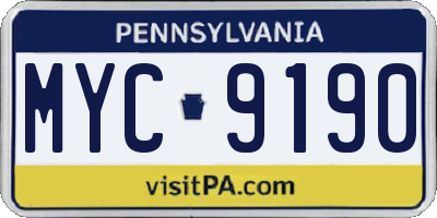 PA license plate MYC9190
