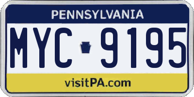 PA license plate MYC9195