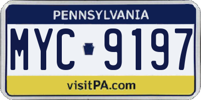 PA license plate MYC9197