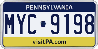 PA license plate MYC9198