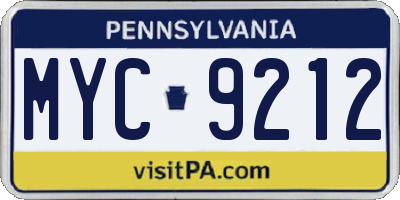 PA license plate MYC9212