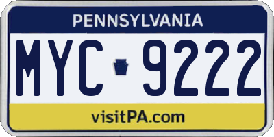PA license plate MYC9222