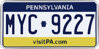 PA license plate MYC9227