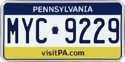 PA license plate MYC9229