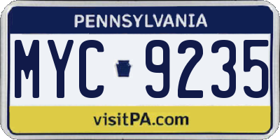 PA license plate MYC9235