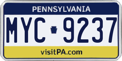 PA license plate MYC9237