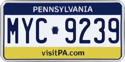 PA license plate MYC9239