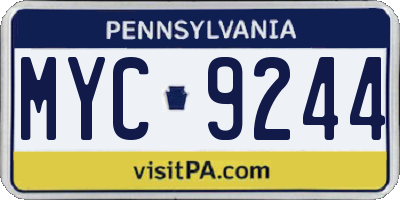 PA license plate MYC9244