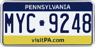 PA license plate MYC9248