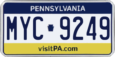 PA license plate MYC9249