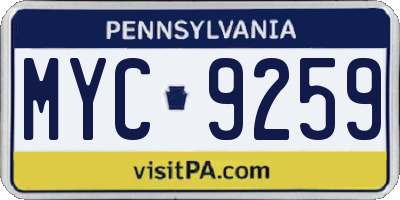 PA license plate MYC9259