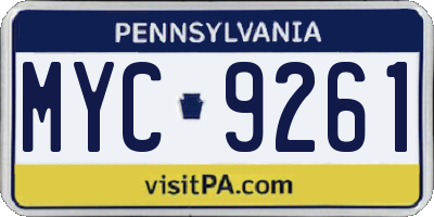 PA license plate MYC9261