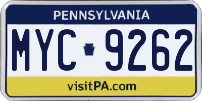PA license plate MYC9262