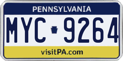 PA license plate MYC9264