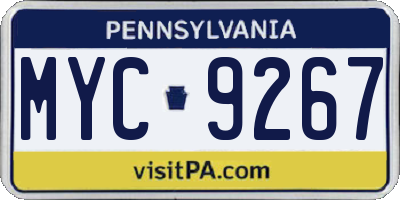 PA license plate MYC9267
