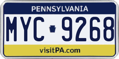 PA license plate MYC9268