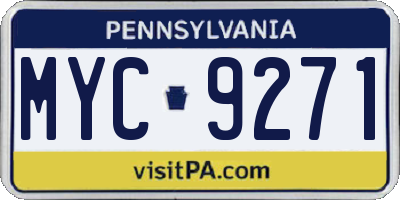 PA license plate MYC9271