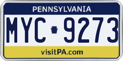 PA license plate MYC9273