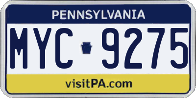 PA license plate MYC9275