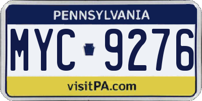 PA license plate MYC9276