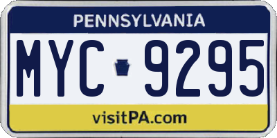 PA license plate MYC9295