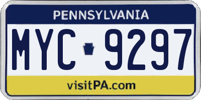 PA license plate MYC9297