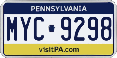 PA license plate MYC9298