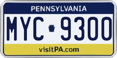 PA license plate MYC9300