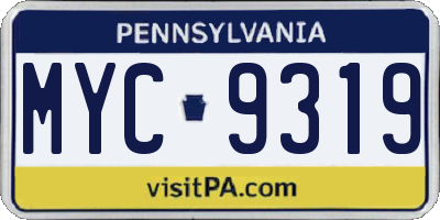 PA license plate MYC9319
