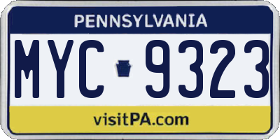 PA license plate MYC9323
