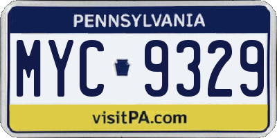 PA license plate MYC9329