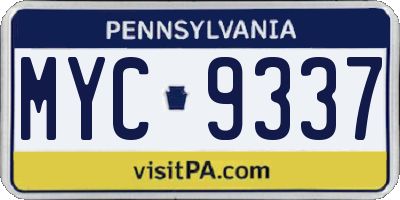 PA license plate MYC9337