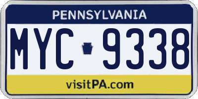 PA license plate MYC9338