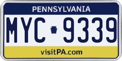 PA license plate MYC9339