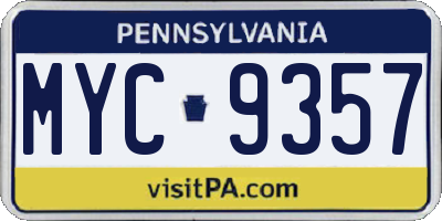 PA license plate MYC9357