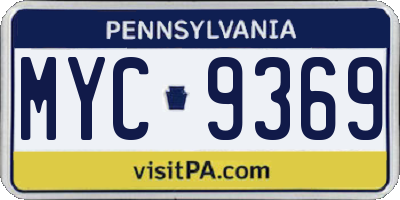PA license plate MYC9369