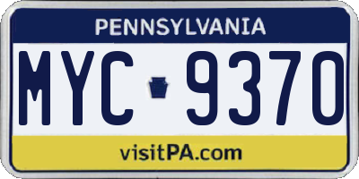 PA license plate MYC9370