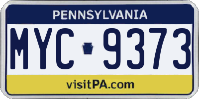 PA license plate MYC9373