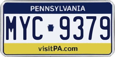 PA license plate MYC9379