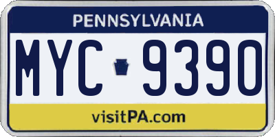 PA license plate MYC9390