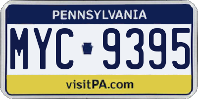 PA license plate MYC9395