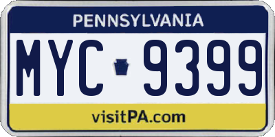 PA license plate MYC9399
