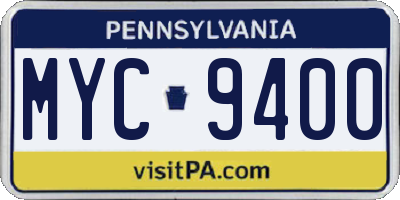 PA license plate MYC9400