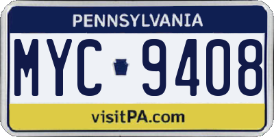 PA license plate MYC9408