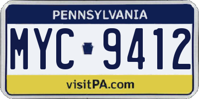 PA license plate MYC9412