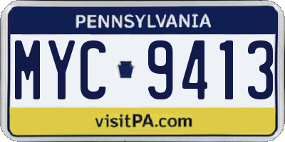 PA license plate MYC9413