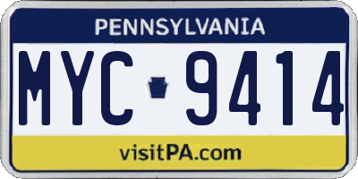 PA license plate MYC9414