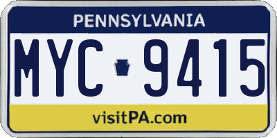 PA license plate MYC9415