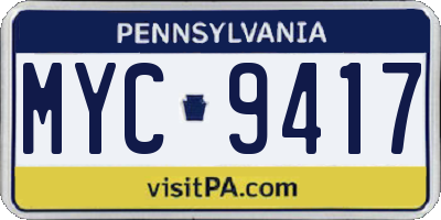 PA license plate MYC9417